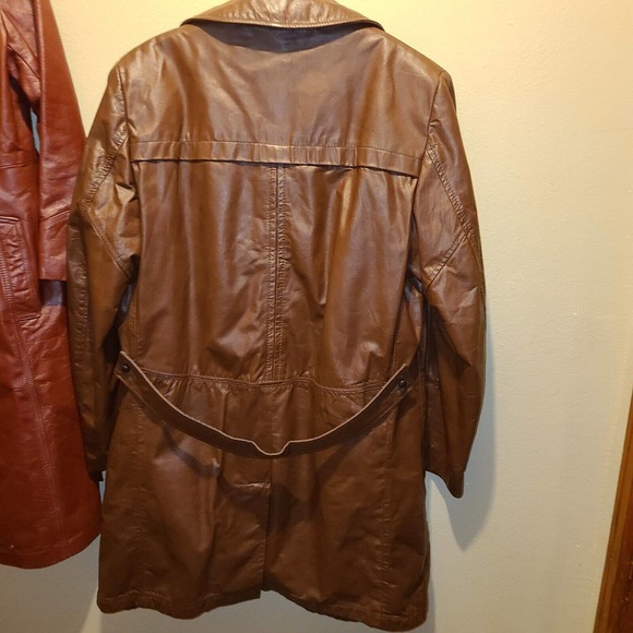 Vintage De Long Glove Cowhide Leather Coat Size 44L Lined W Belt - Picture 6 of 10